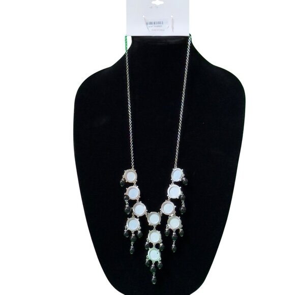 Black & White Chevron Necklace & Earrings Set By Icon Collection - Picture 1 of 16